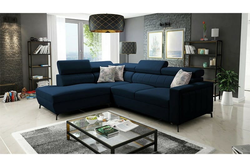 Galbally 3-sits Hörnbäddsoffa Dark blue - Møbler - Sofaer - Sovesofaer