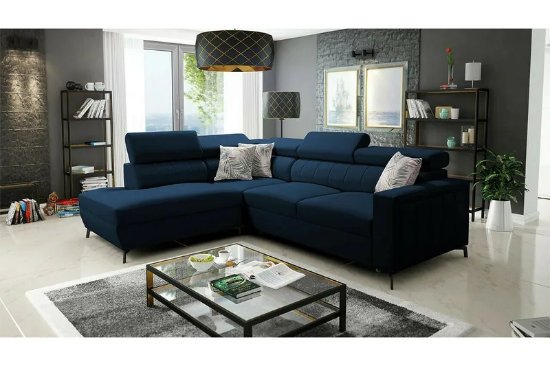 Galbally 3-sits Hörnbäddsoffa Dark blue - Møbler - Sofaer - Sovesofaer
