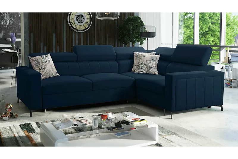 Galbally 3-sits Hörnbäddsoffa Dark blue - Møbler - Sofaer - Sovesofaer