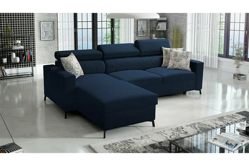 Galbally 3-sits Hörnbäddsoffa Dark blue - Møbler - Sofaer - Sovesofaer