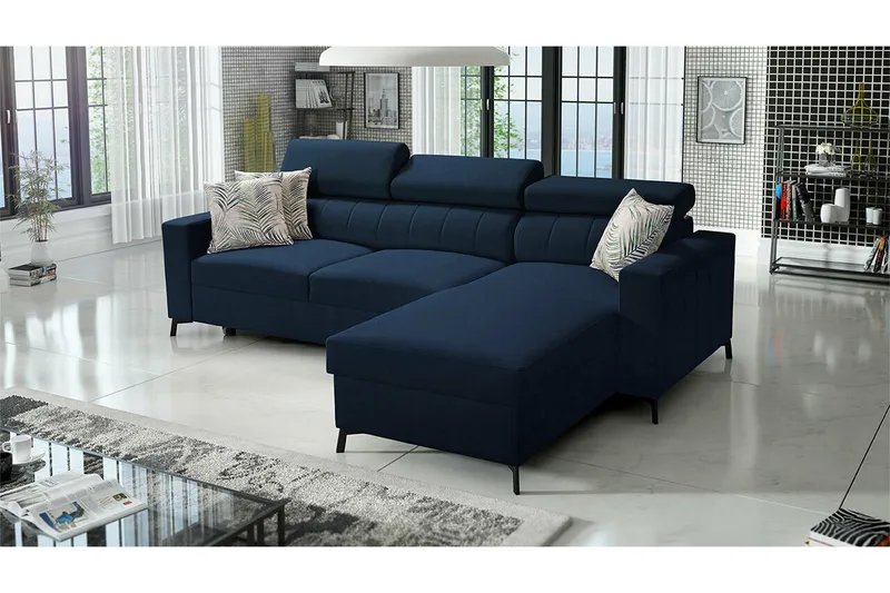 Galbally 3-sits Hörnbäddsoffa Dark blue - Møbler - Sofaer - Sovesofaer