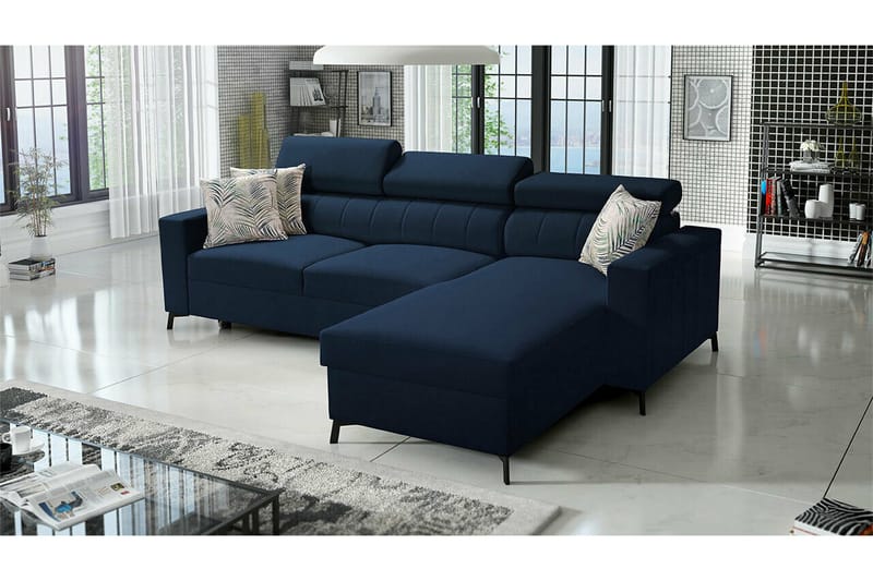 Galbally 3-sits Hörnbäddsoffa Dark blue - Møbler - Sofaer - Sovesofaer