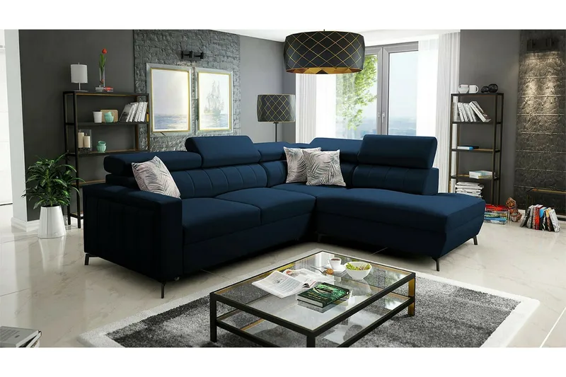 Galbally 3-sits Hörnbäddsoffa Dark blue - Møbler - Sofaer - Sovesofaer