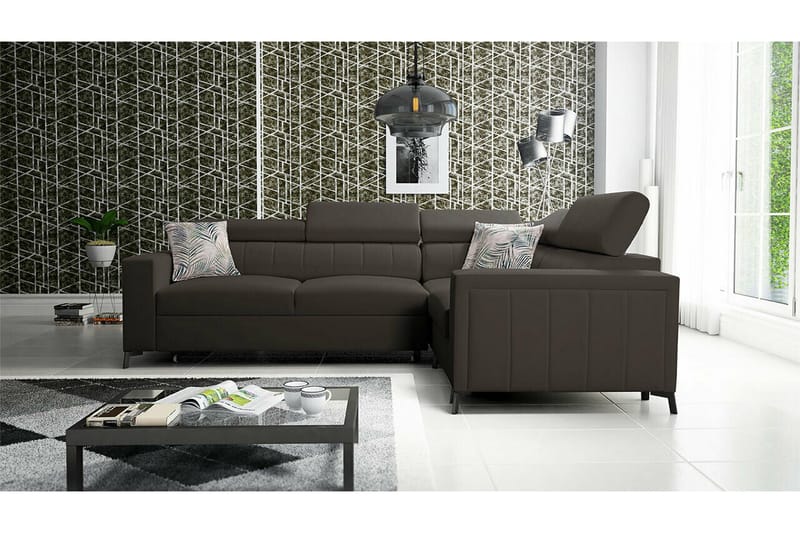 Galbally 3-sits Hörnbäddsoffa Dark brown - Møbler - Sofaer - Sovesofaer