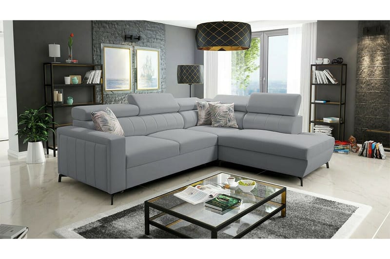 Galbally 3-sits Hörnbäddsoffa Grey/Light grey - Møbler - Sofaer - Sovesofaer