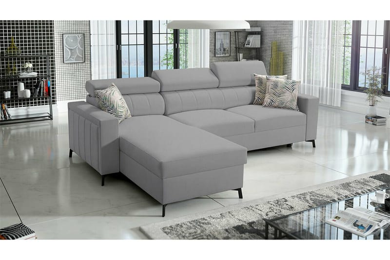 Galbally 3-sits Hörnbäddsoffa Ljusgrå - Møbler - Sofaer - Sovesofaer