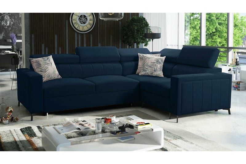 Galbally 3-sits Hörnbäddsoffa NO_BRAND Dark blue - Møbler - Sofaer - Sovesofaer