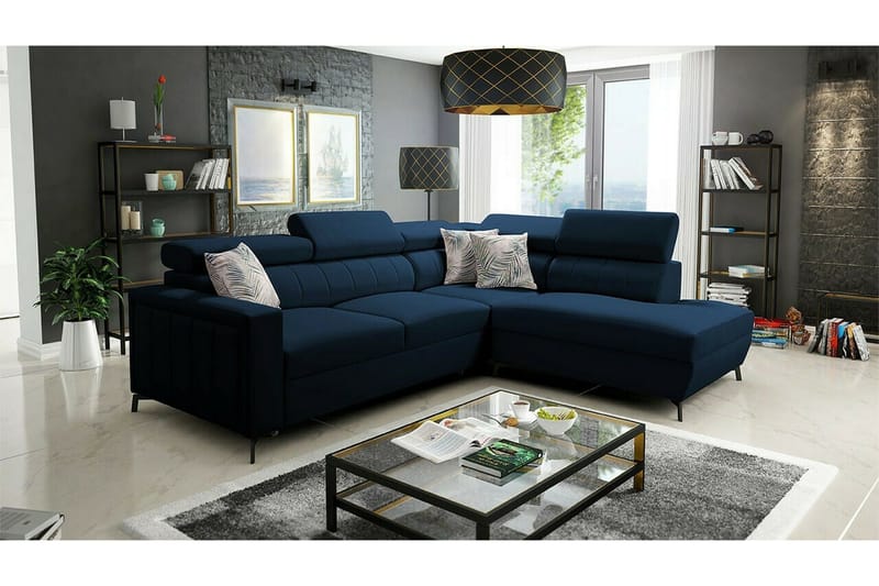 Galbally 3-sits Hörnbäddsoffa NO_BRAND Dark blue - Møbler - Sofaer - Sovesofaer