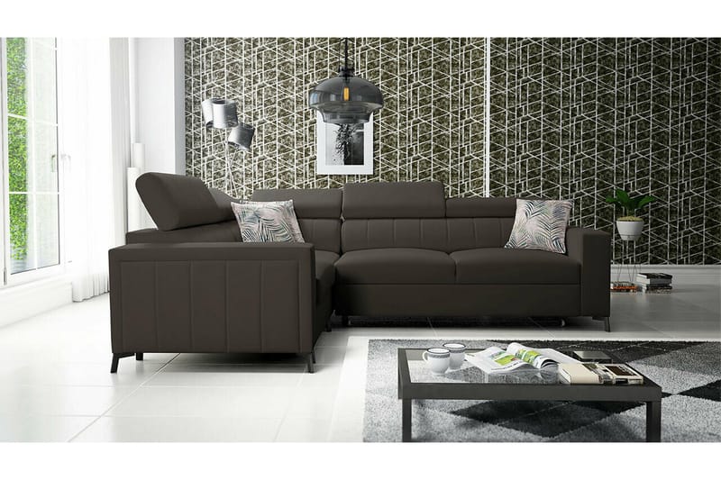 Galbally 3-sits Hörnbäddsoffa NO_BRAND Dark brown - Møbler - Sofaer - Sovesofaer