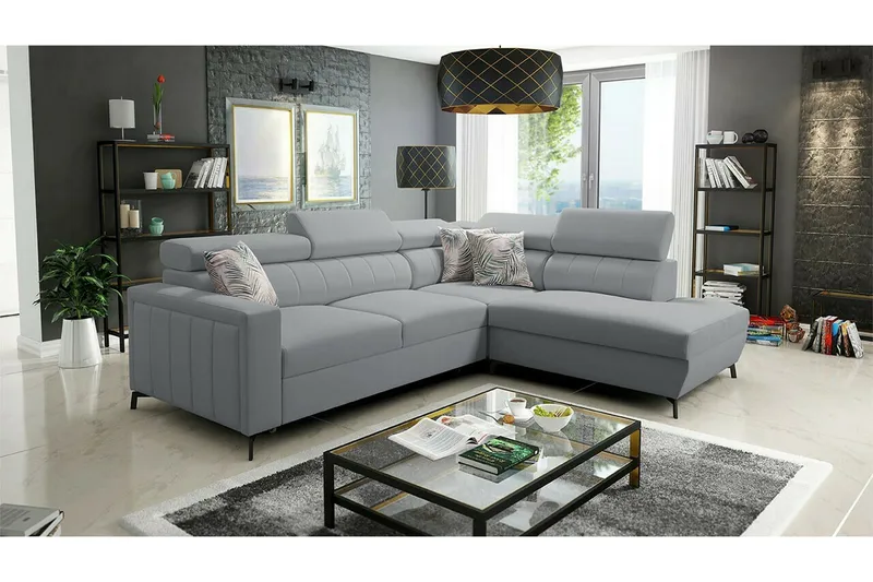 Galbally 3-sits Hörnbäddsoffa NO_BRAND Grey/Light grey - Møbler - Sofaer - Sovesofaer