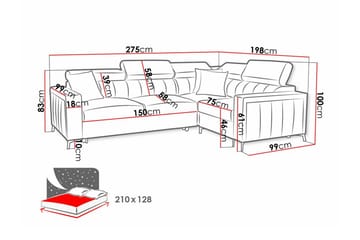 Galbally 3-personers hjørnesovesofa - Møbler - Sofaer - Sovesofaer
