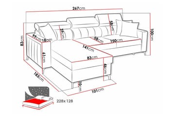 Galbally 3-personers hjørnesovesofa - Møbler - Sofaer - Sovesofaer