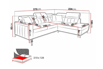 Galbally 3-personers hjørnesovesofa - Møbler - Sofaer - Sovesofaer