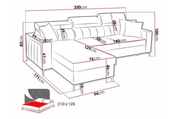 Galbally 3-personers hjørnesovesofa - Møbler - Sofaer - Sovesofaer