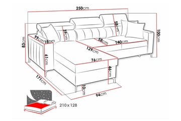 Galbally 3-personers hjørnesovesofa - Møbler - Sofaer - Sovesofaer