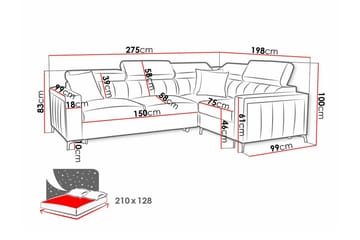 Galbally 3-personers hjørnesovesofa - Møbler - Sofaer - Sovesofaer