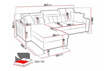 Galbally 3-personers hjørnesovesofa - Møbler - Sofaer - Sovesofaer