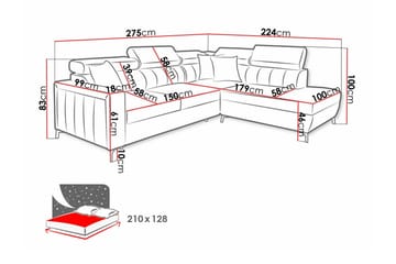 Galbally 3-personers hjørnesovesofa - Møbler - Sofaer - Sovesofaer