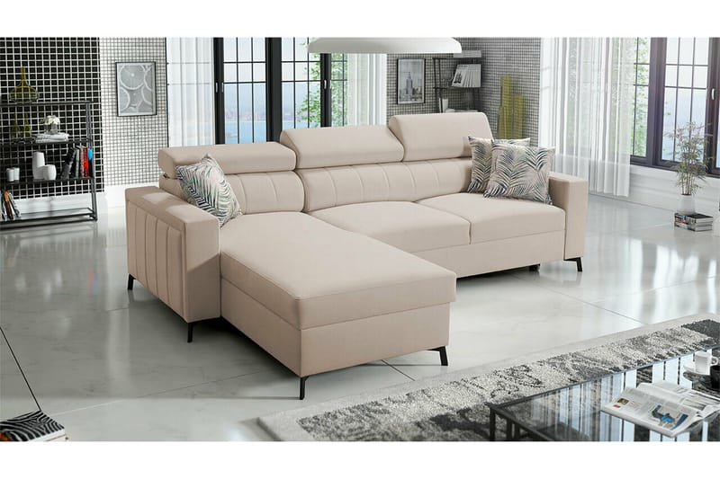 Galbally 3-personers hjørnesofaseng - Beige Creme - Sovesofaer - Hjørnesovesofa