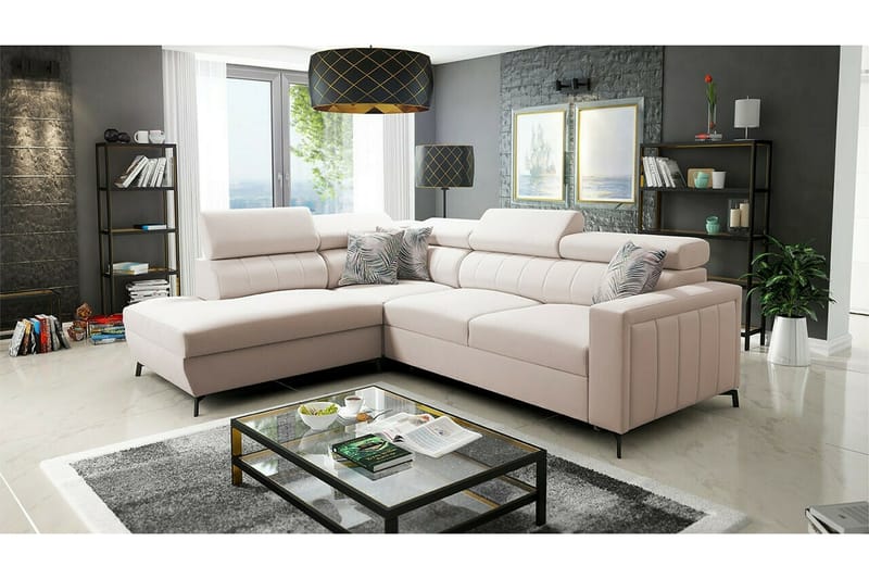 Galbally 3-personers hjørnesofaseng - Beige/Lys beige - Møbler - Sofaer - Sovesofaer