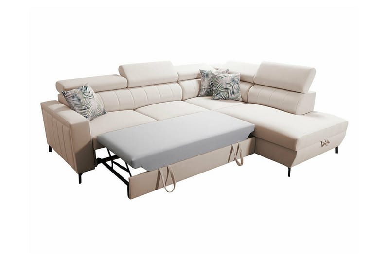 Galbally 3-personers hjørnesofaseng - Beige/Lys beige - Sovesofaer - Hjørnesovesofa