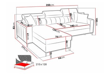 Galbally 3-personers hjørnesovesofa - Møbler - Sofaer - Sovesofaer
