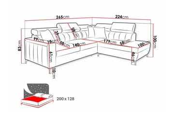 Galbally 3-personers hjørnesovesofa - Møbler - Sofaer - Sovesofaer