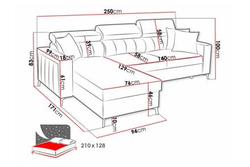 Galbally 3-personers hjørnesovesofa - Møbler - Sofaer - Sovesofaer