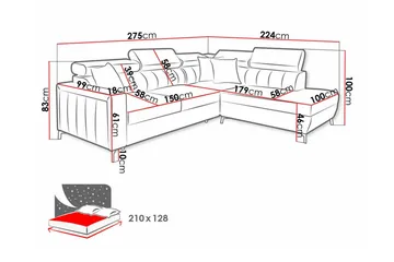 Galbally 3-personers hjørnesovesofa - Møbler - Sofaer - Sovesofaer