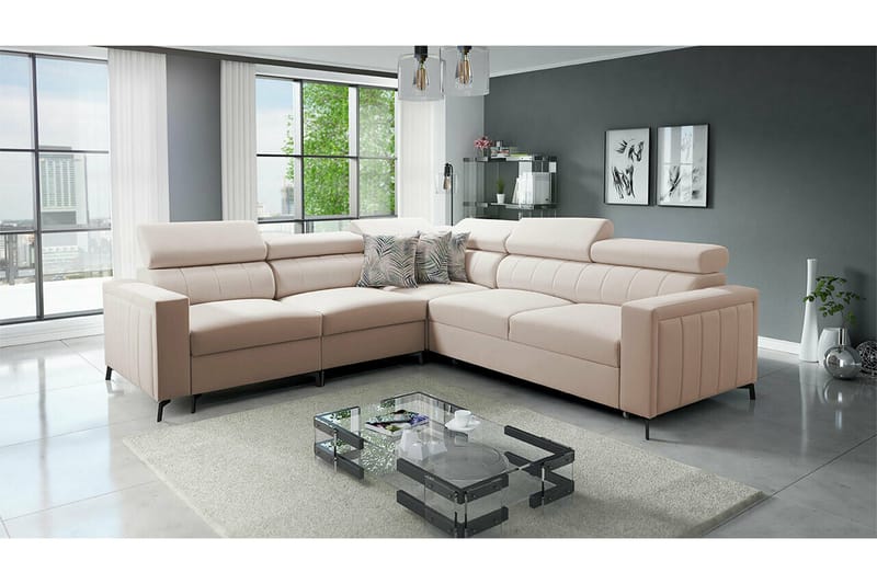 Galbally 4-sits Hörnbäddsoffa beige - Møbler - Sofaer - Sovesofaer