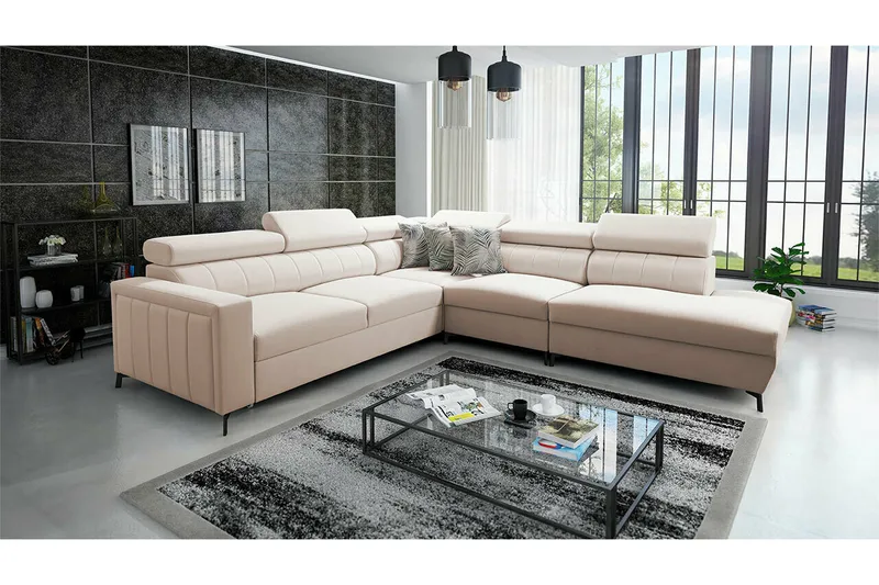 Galbally 4-sits Hörnbäddsoffa beige - Møbler - Sofaer - Sovesofaer