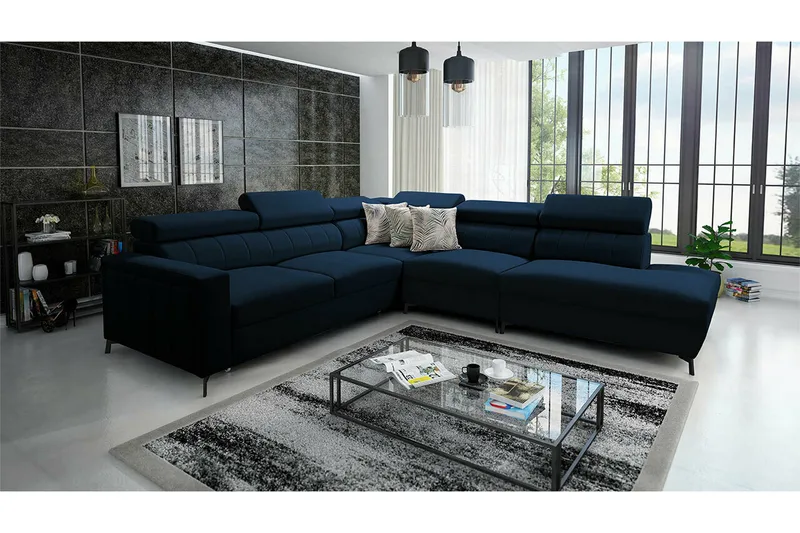 Galbally 4-sits Hörnbäddsoffa Dark blue - Møbler - Sofaer - Sovesofaer