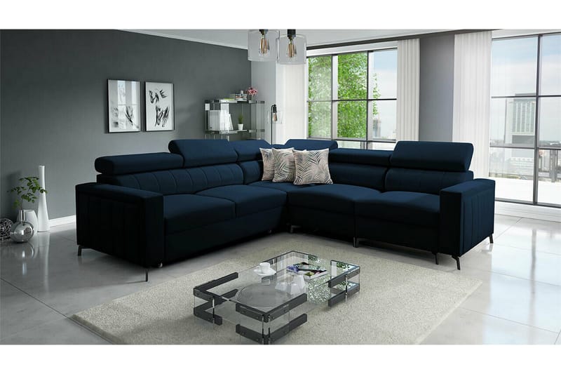 Galbally 4-sits Hörnbäddsoffa Dark blue - Møbler - Sofaer - Sovesofaer