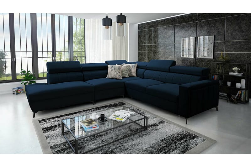 Galbally 4-sits Hörnbäddsoffa Dark blue - Møbler - Sofaer - Sovesofaer
