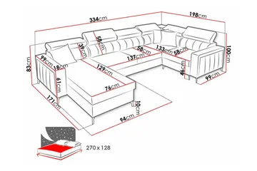 Galbally 4-sits Hörnbäddsoffa Dark brown - Møbler - Sofaer - Sovesofaer