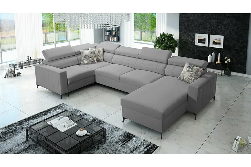 Galbally 4-sits Hörnbäddsoffa Light grey - Møbler - Sofaer - Sovesofaer