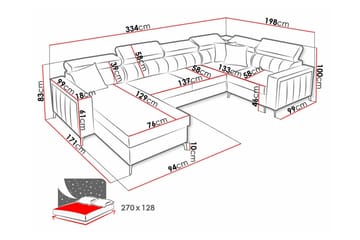 Galbally 4-sits Hörnbäddsoffa Light grey - Møbler - Sofaer - Sovesofaer