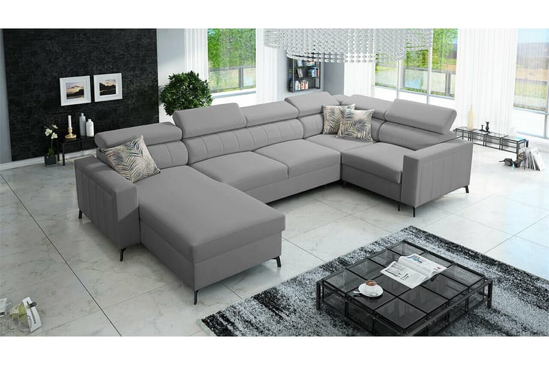 Galbally 4-sits Hörnbäddsoffa Light grey/Dark grey - Møbler - Sofaer - Sovesofaer