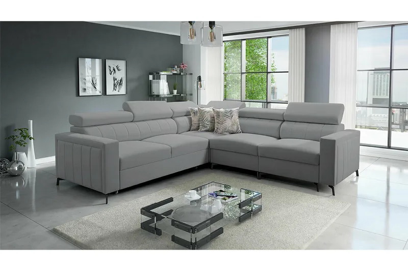 Galbally 4-sits Hörnbäddsoffa Ljusgrå - Møbler - Sofaer - Sovesofaer