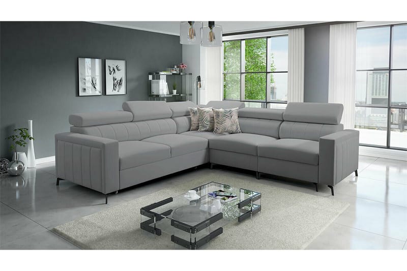 Galbally 4-sits Hörnbäddsoffa Ljusgrå - Møbler - Sofaer - Sovesofaer