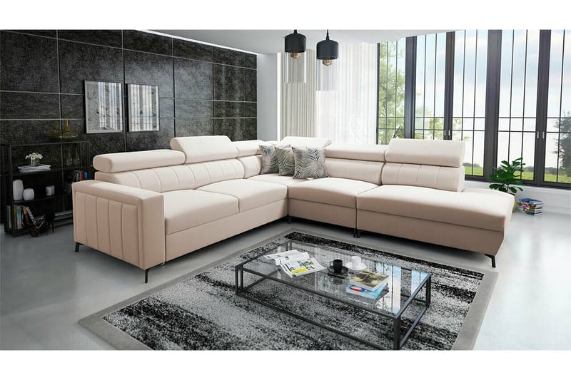 Galbally 4-sits Hörnbäddsoffa NO_BRAND beige - Møbler - Sofaer - Sovesofaer