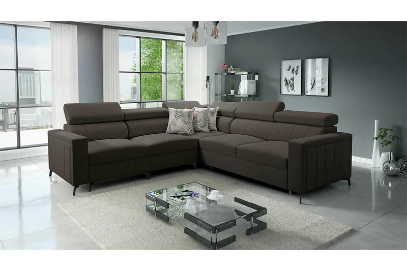 Galbally 4-sits Hörnbäddsoffa NO_BRAND Black - Møbler - Sofaer - Sovesofaer