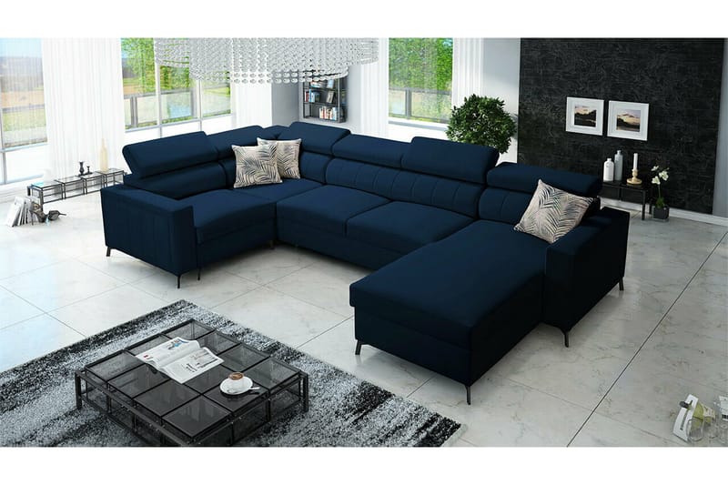 Galbally 4-sits Hörnbäddsoffa NO_BRAND Dark blue - Møbler - Sofaer - Sovesofaer