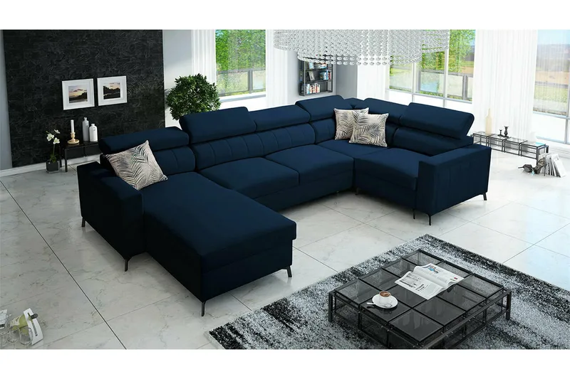 Galbally 4-sits Hörnbäddsoffa NO_BRAND Dark blue - Møbler - Sofaer - Sovesofaer