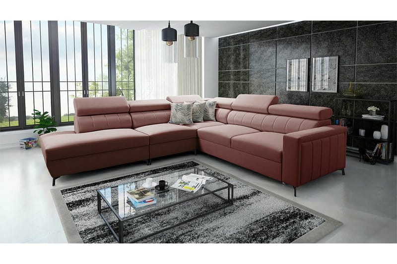 Galbally 4-sits Hörnbäddsoffa NO_BRAND Light brown - Møbler - Sofaer - Sovesofaer