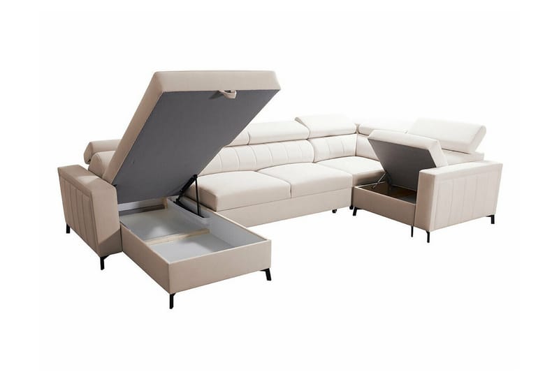 Galbally 4-sits Hörnbäddsoffa NO_BRAND Light grey - Møbler - Sofaer - Sovesofaer