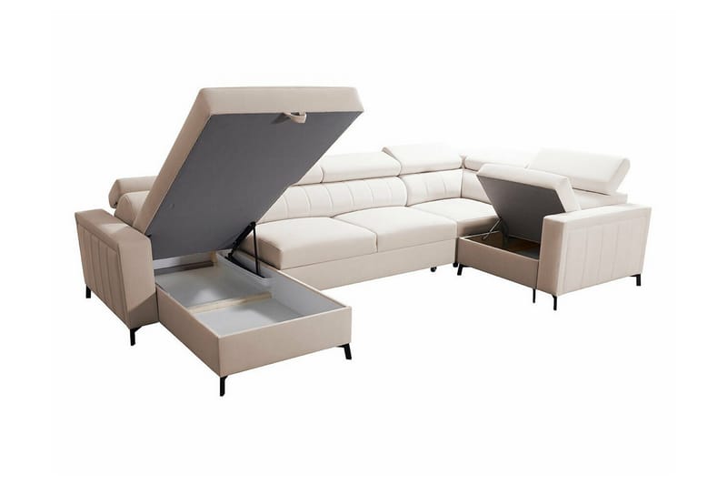 Galbally 4-sits Hörnbäddsoffa NO_BRAND Light grey/Dark grey - Møbler - Sofaer - Sovesofaer