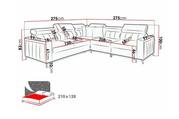 Galbally 4-personers hjørnesovesofa - Møbler - Sofaer - Sovesofaer