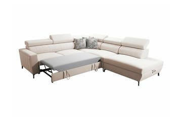 Galbally 4-personers Venstrevendt Hjørnesovesofa 128x210 cm med Opbevaring i Fløjl - Blå - Møbler - Sofaer - Sovesofaer