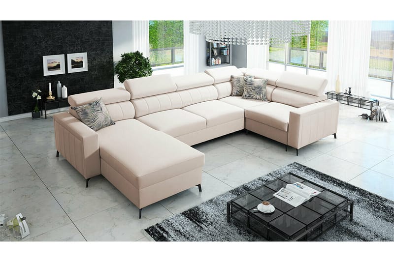 Galbally 4-personers hjørnesofaseng - Beige/Lys beige - Sovesofaer - Hjørnesovesofa